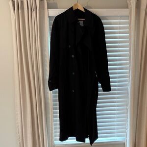 Classic London Fog Black Long Trench Coat